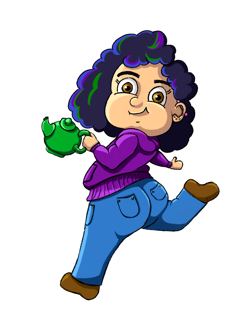 Illustrated chibi of Amanda Acton